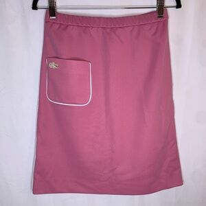 Haymaker Lacoste vintage pink and white midi skirt with pocket and logo size 8
